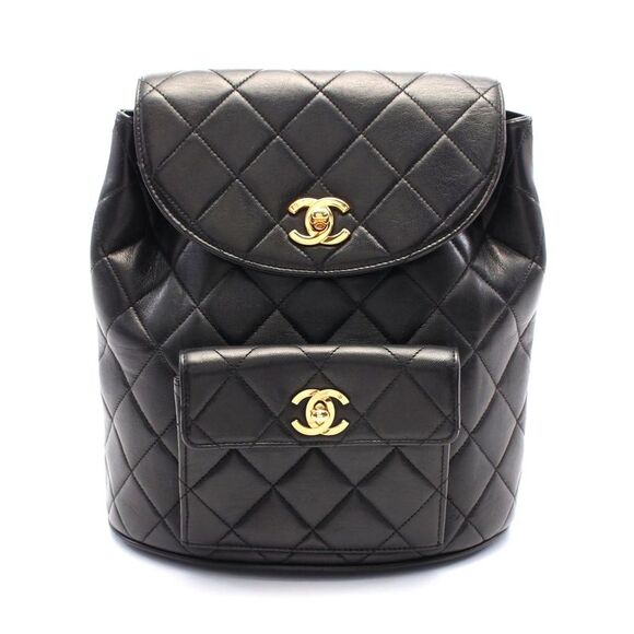 CHANEL Handbags - Chanel Lambskin Matelasse Backpack Black